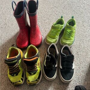 Skechers Kids Neon Green Lace & Slip-On Sneakers Pair